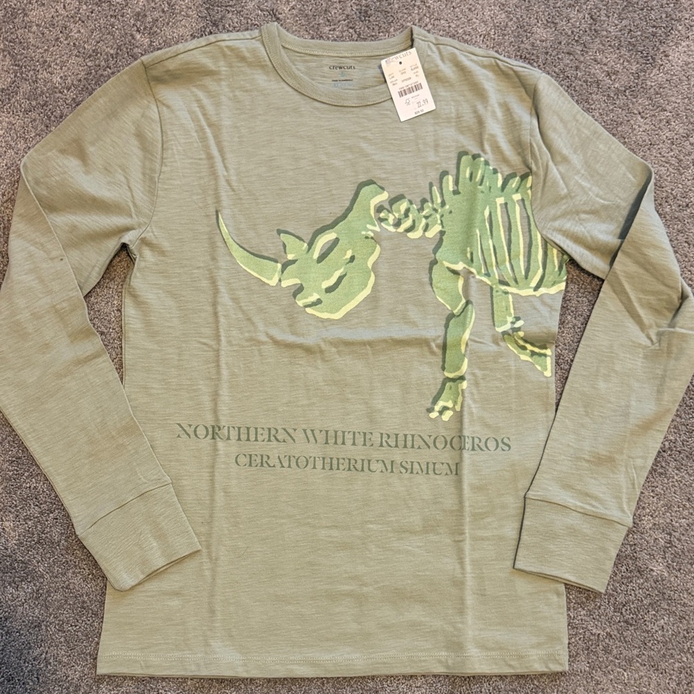 Crewcut Kids Green Dinosaur Long Sleeve Sz 12-14 (XL)